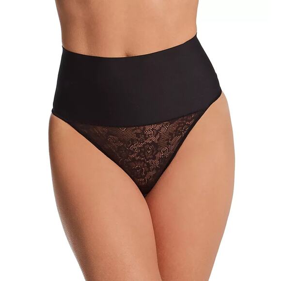 Maidenform Women's Tame Your Tummy Lace Thong, Black, Size M 0430 - Picture 1 of 3